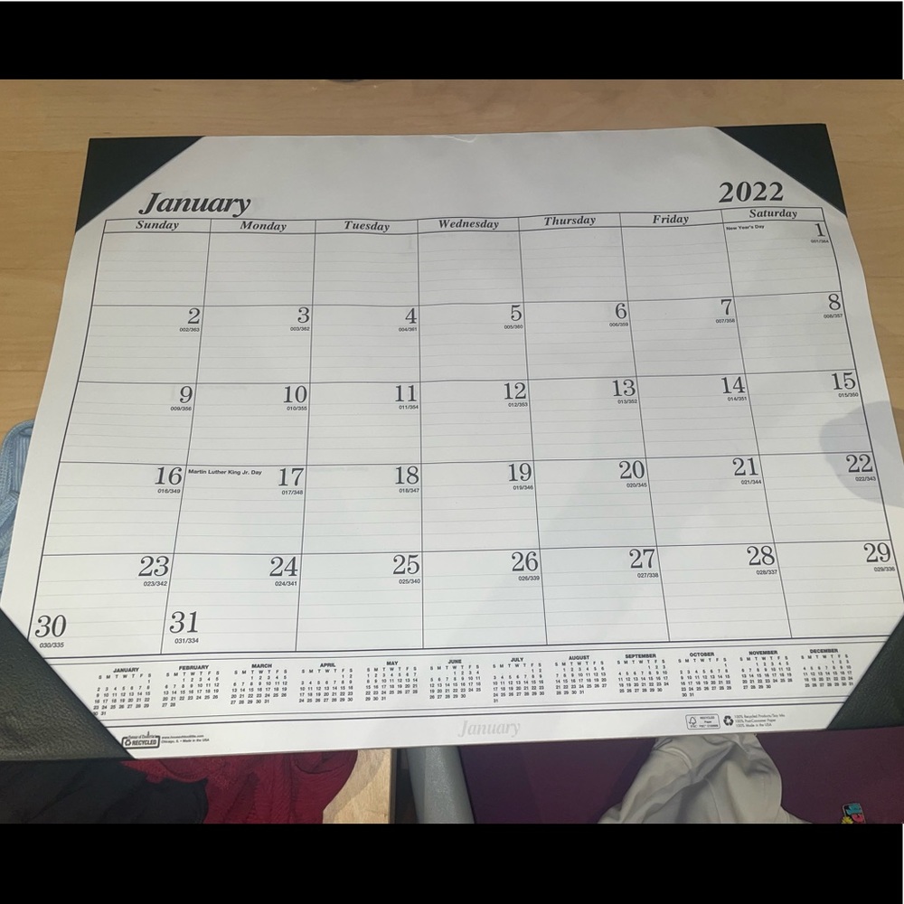 Calender for 2022